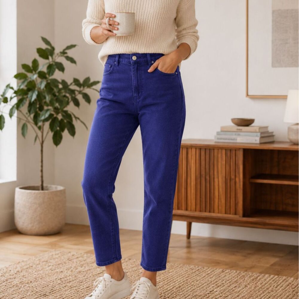 Everlane Way-High Straight Jean 27T Lapis Blue Tall High Rise Organic Cotton